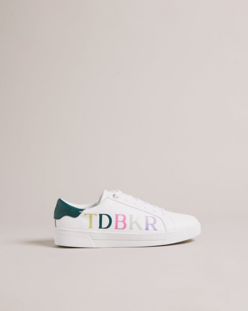 White Ted Baker Artii Branded Leather Cupsole Trainers Trainers | PYBAVMT-96