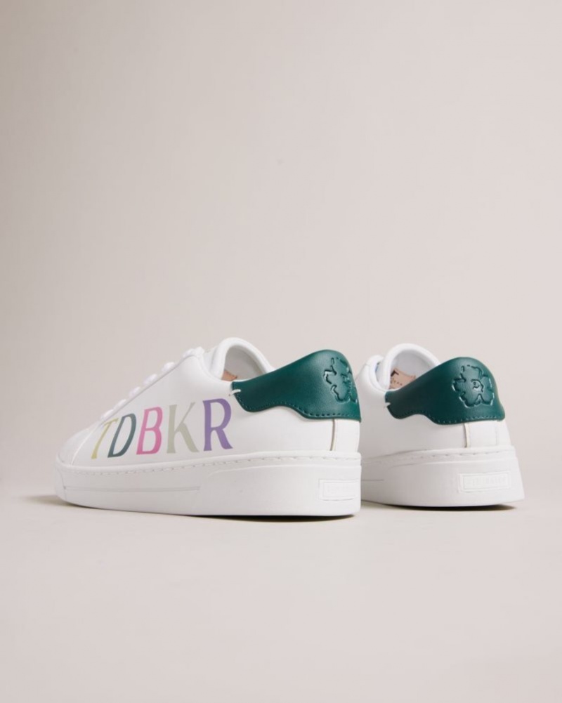 White Ted Baker Artii Branded Leather Cupsole Trainers Trainers | NTOUALS-12