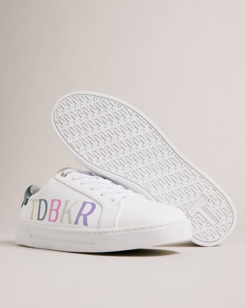 White Ted Baker Artii Branded Leather Cupsole Trainers Trainers | NTOUALS-12