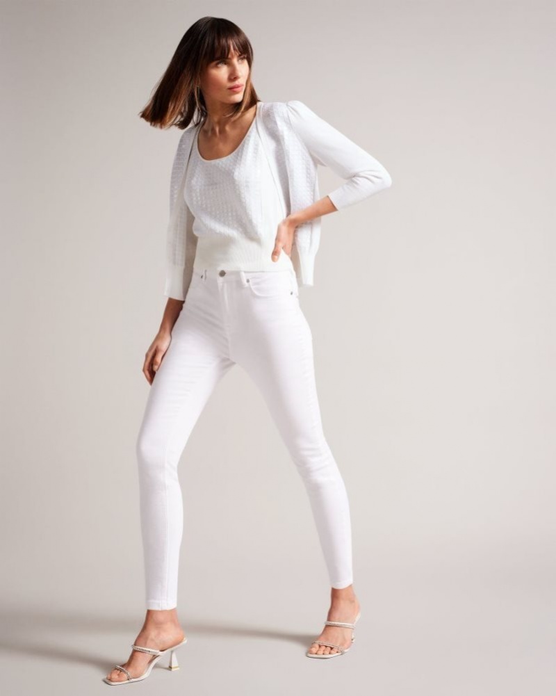 White Ted Baker Bobbiiy Sequin Detail Knitted Vest Jumpers & Cardigans | TRIZEQS-98