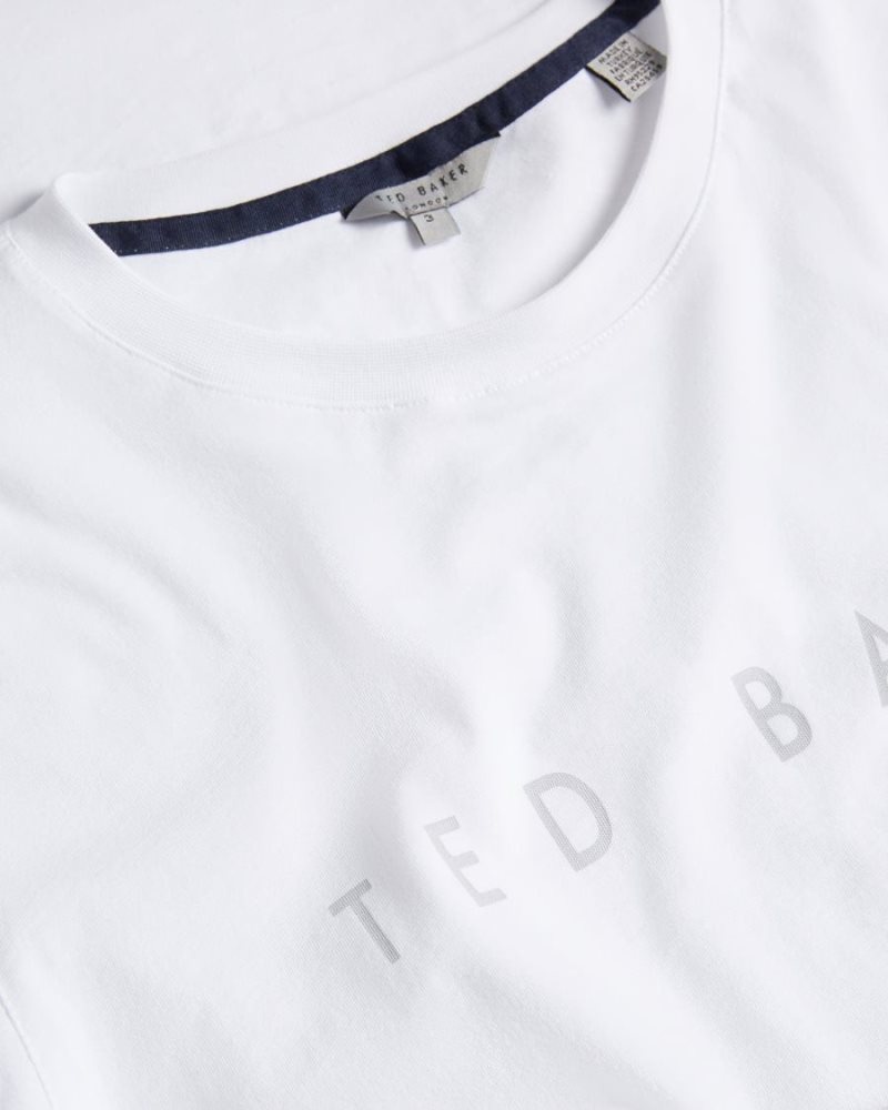 White Ted Baker Broni Short Sleeve Branded T-Shirt Tops | BEOULPM-57