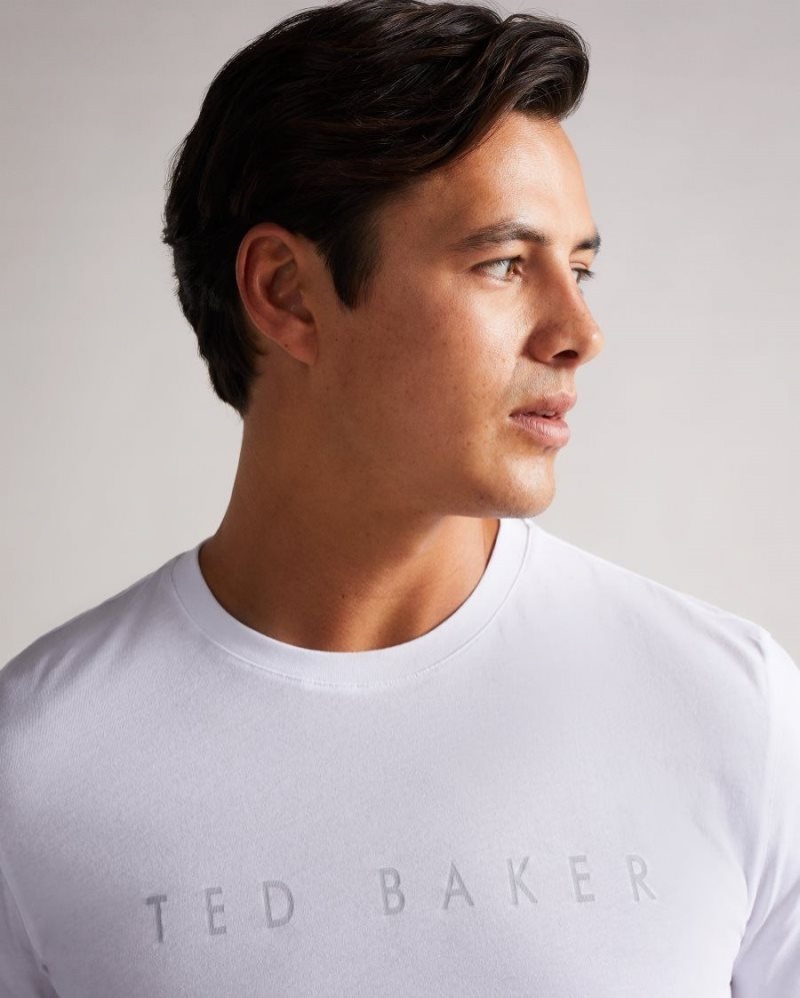 White Ted Baker Broni Short Sleeve Branded T-Shirt Tops | BEOULPM-57
