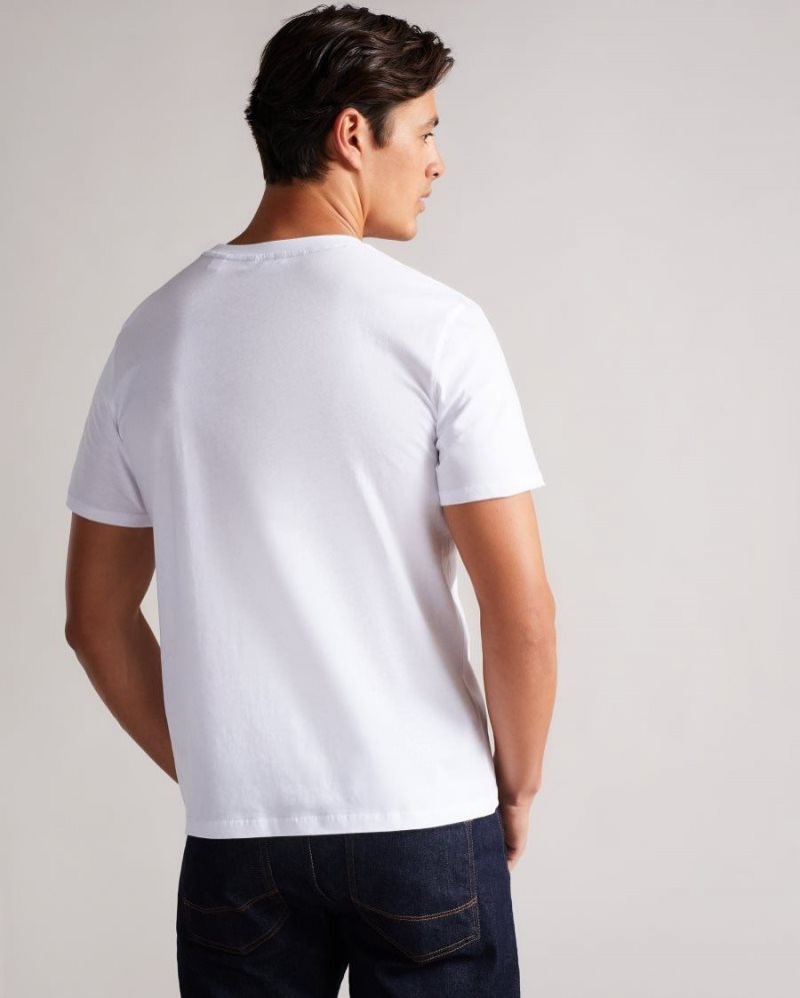 White Ted Baker Broni Short Sleeve Branded T-Shirt Tops | BEOULPM-57