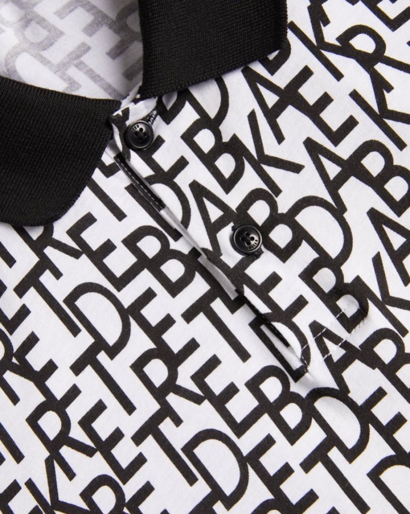 White Ted Baker Chapar Short Sleeve Regular Fit Branded Print Polo Shirt Polo Shirts | KCILRTW-58