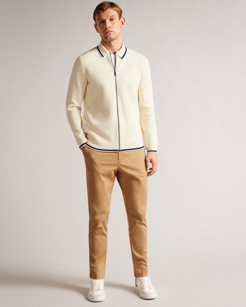 White Ted Baker Coploe Long Sleeve Zip Through Jacket Jumpers & Knitwear | SNEOLTJ-52