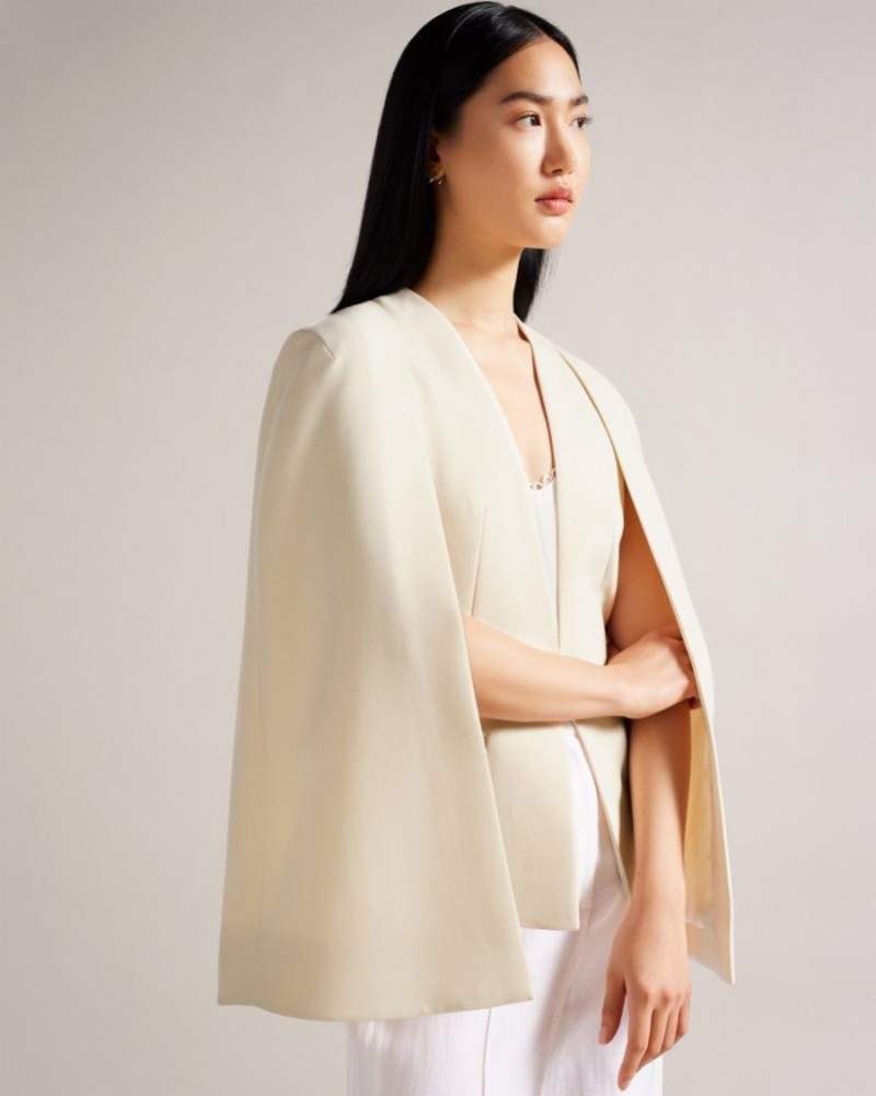 White Ted Baker Dannio Structured Cape With Waistcoat Coats & Jackets | ICXAJQV-26