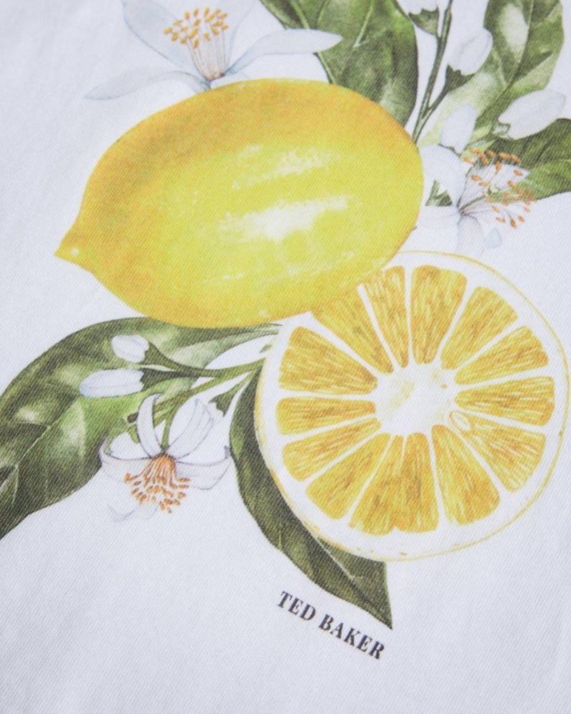 White Ted Baker Dieanaa Sleeveless Lemon Graphic Top Tops & Blouses | PEFQHGY-51