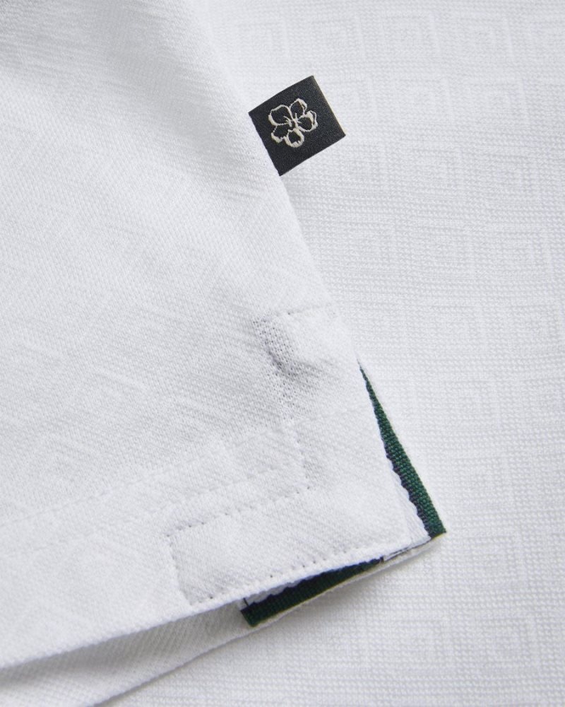 White Ted Baker Dynam Monogram Diamond Knit Polo Shirt Polo Shirts | EIOCHLF-30