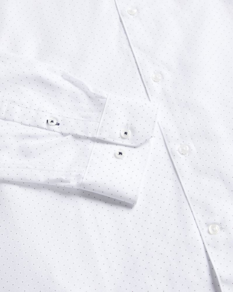 White Ted Baker Hysopss Slim Fit Mini Dot Print Shirt Shirts | ZQYWFOM-68