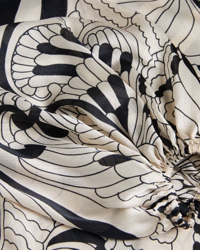 White Ted Baker Jessiaa Balloon Sleeve Retro Swirl Print Blouse Tops & Blouses | SKZUOMG-73
