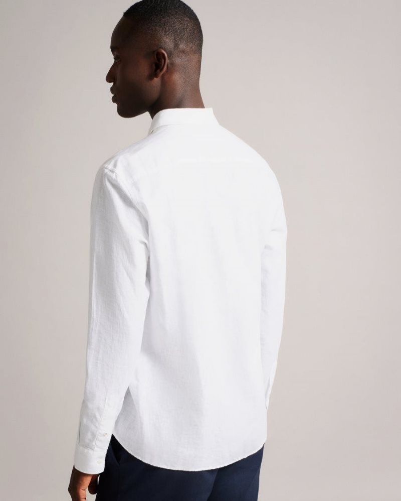 Ted Baker Shirts Order Online - White Mens Kingwel Long Sleeve Linen ...