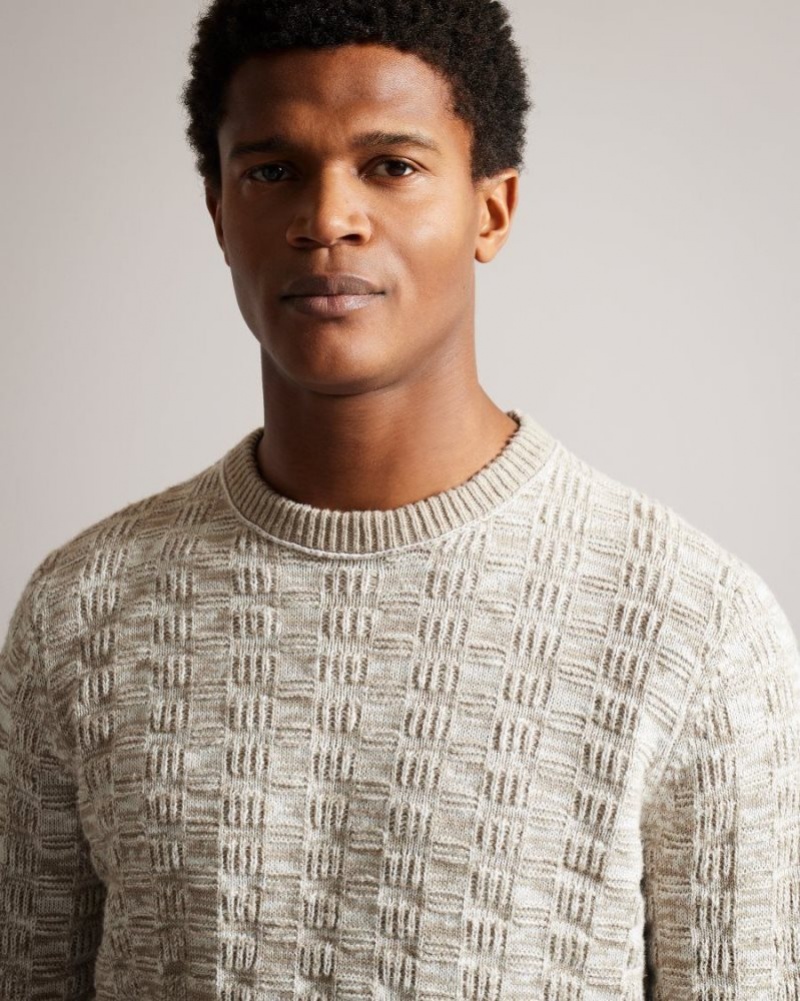 White Ted Baker Kriskro Long Sleeve Textured Jumper Jumpers & Knitwear | QYSEWBH-75