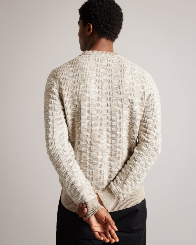 White Ted Baker Kriskro Long Sleeve Textured Jumper Jumpers & Knitwear | QYSEWBH-75