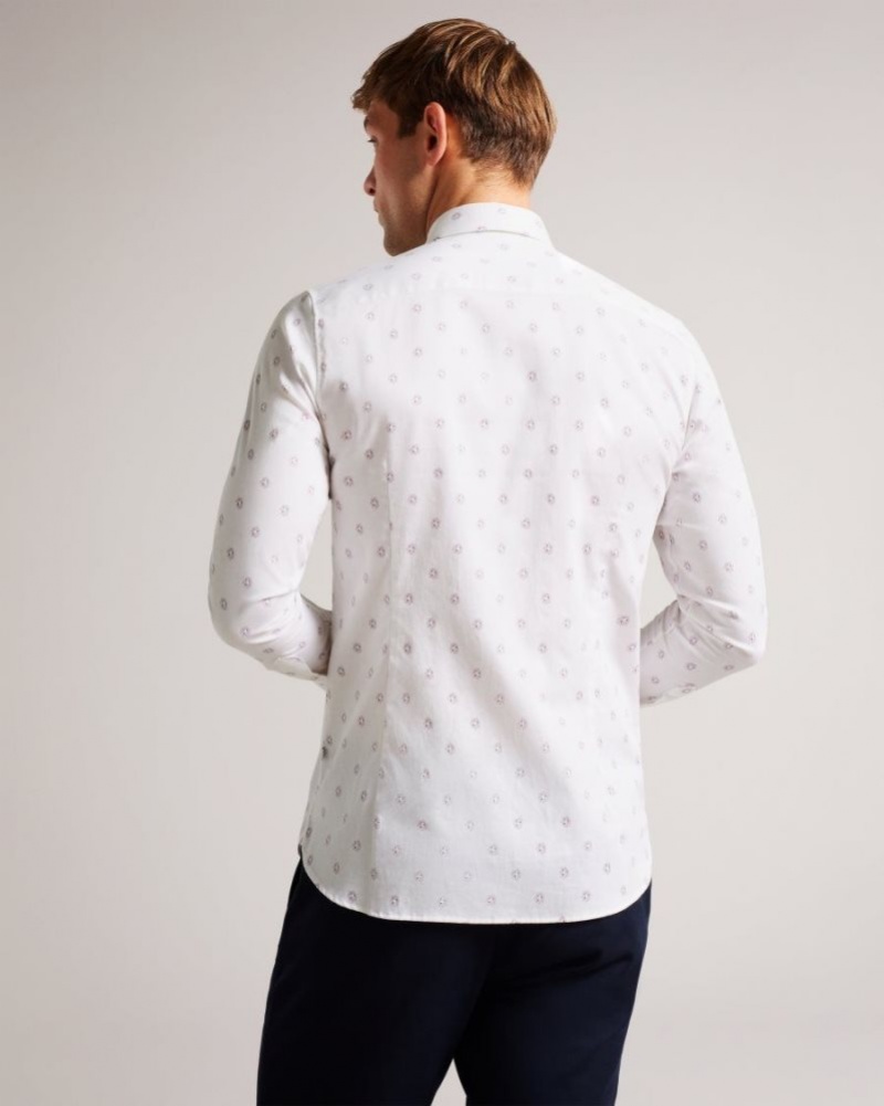 White Ted Baker Kyme Long Sleeve Ditsy Floral Shirt Shirts | ODYCAEV-68
