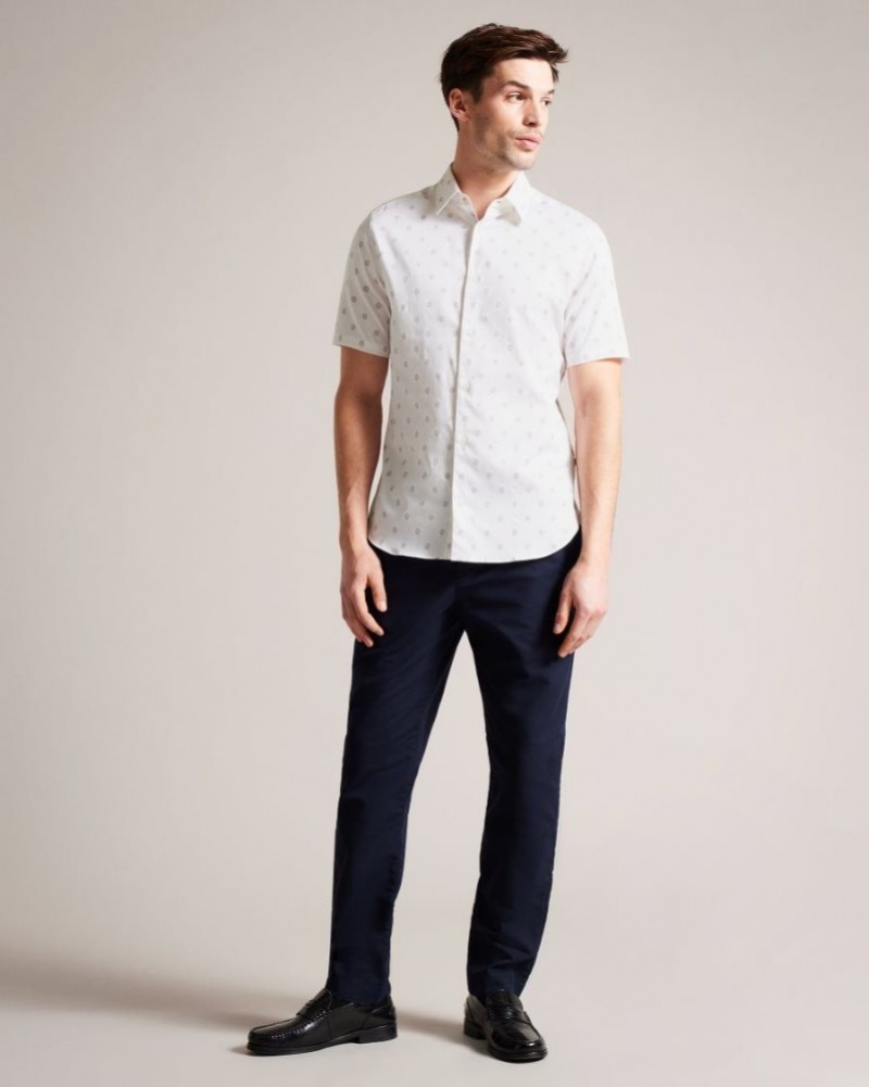 White Ted Baker Kymsho Short Sleeve Floral Shirt Shirts | UAZEMVN-01