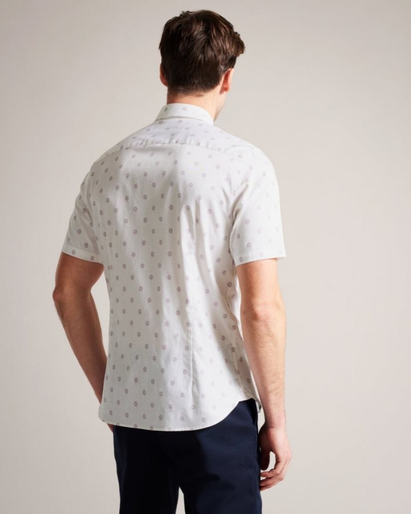 White Ted Baker Kymsho Short Sleeve Floral Shirt Shirts | UAZEMVN-01