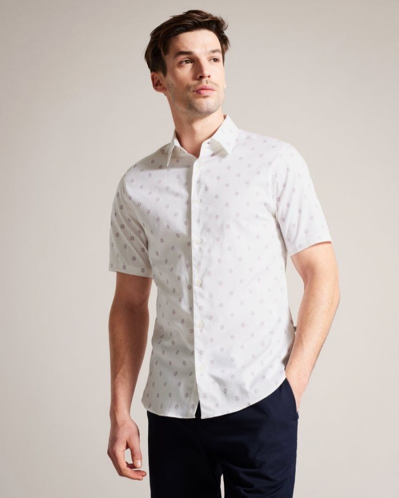 White Ted Baker Kymsho Short Sleeve Floral Shirt Shirts | UAZEMVN-01