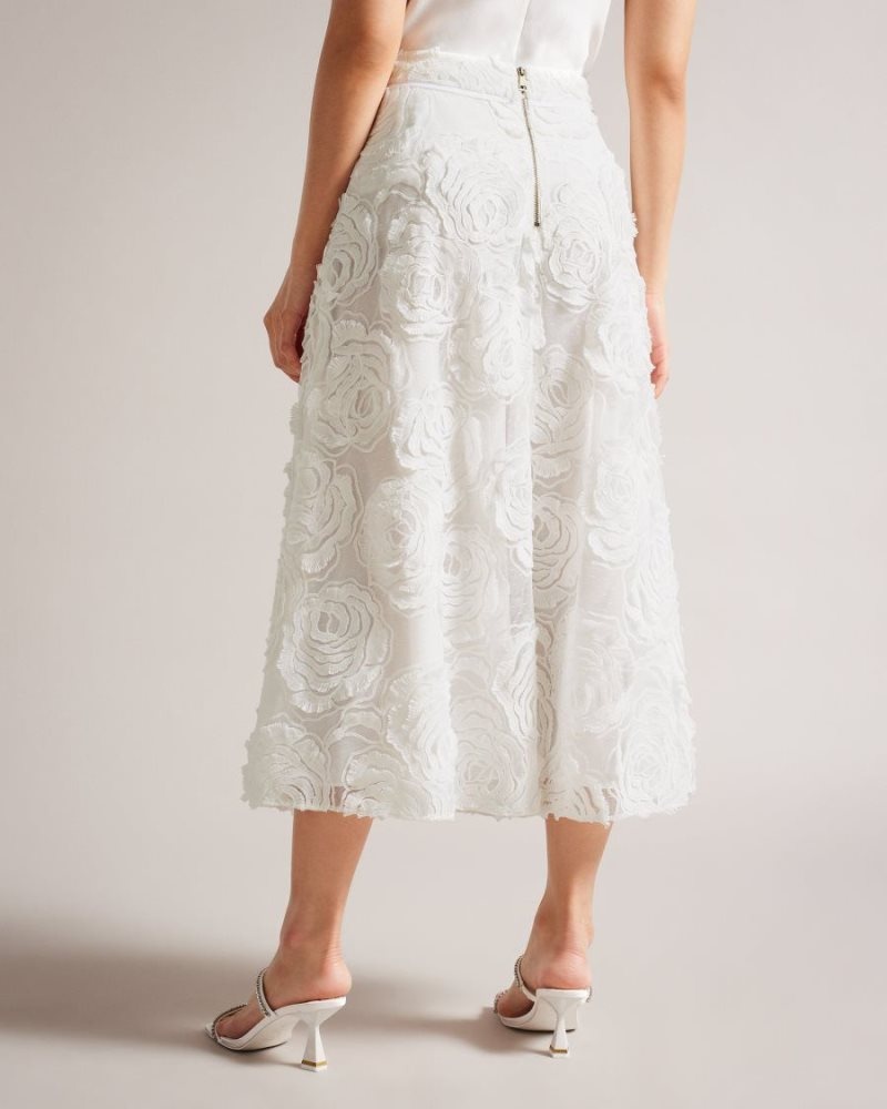 White Ted Baker Louelaa Midi Skirt With Pleats Skirts | CJZHBAV-35