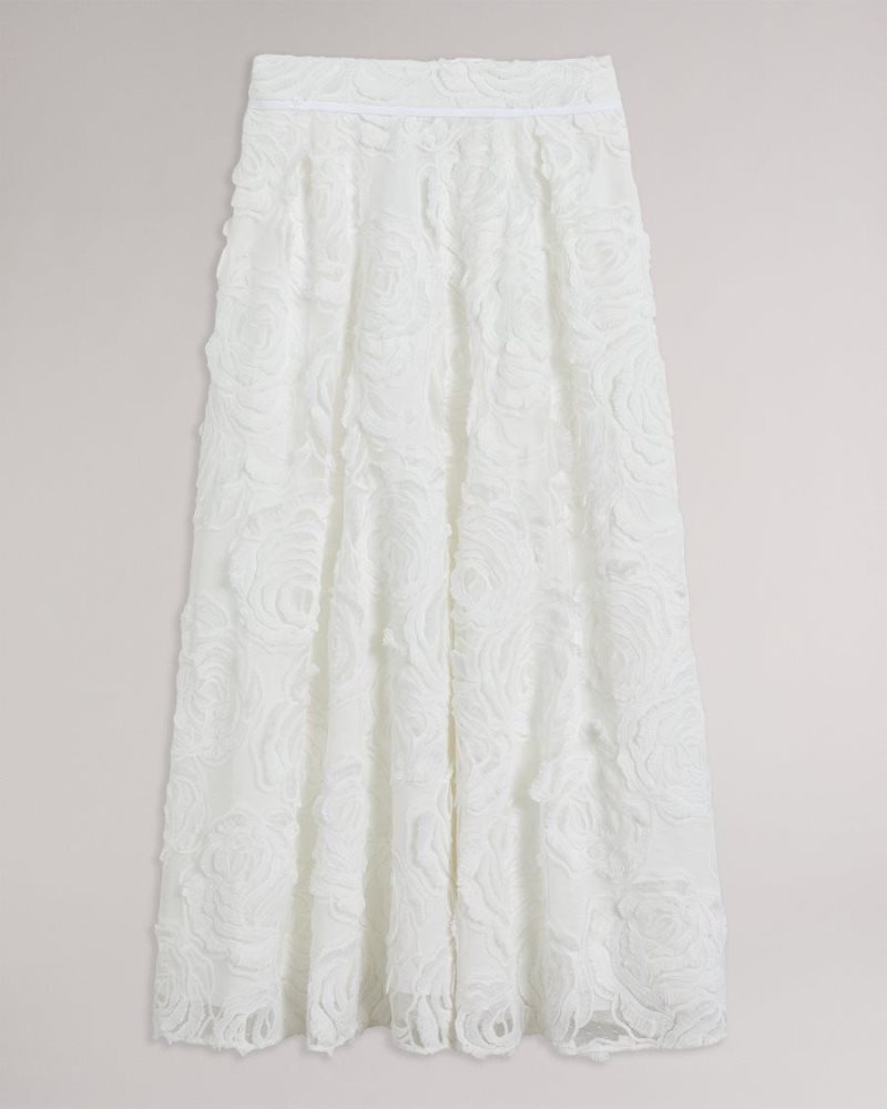 White Ted Baker Louelaa Midi Skirt With Pleats Skirts | CJZHBAV-35