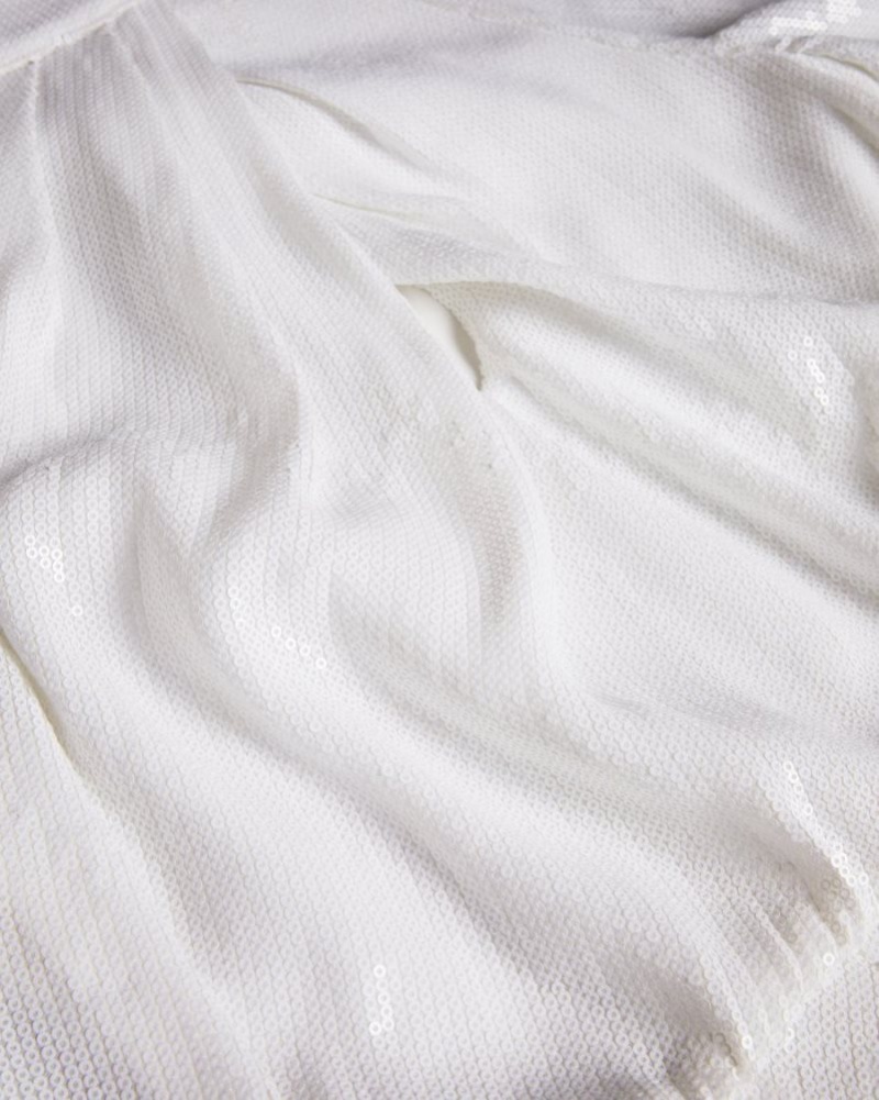 White Ted Baker Mayrose Draped Sequin Embellished Maxi Dress Dresses | INZTVGB-19