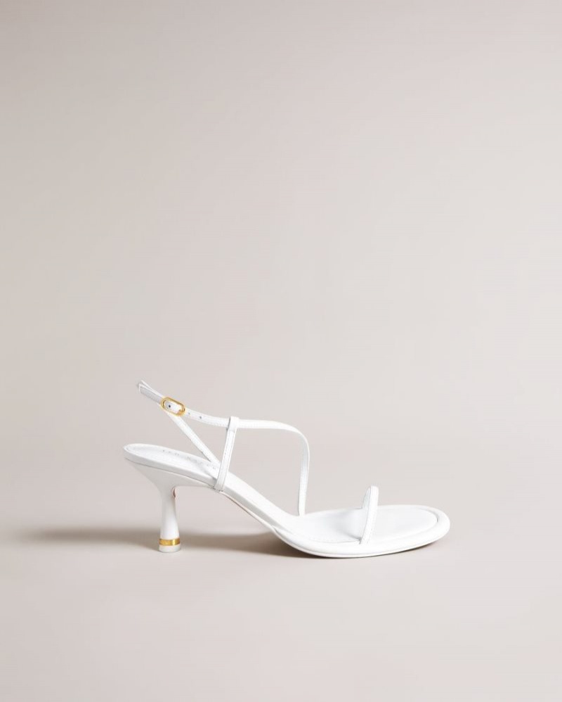 White Ted Baker Myloh Metallic Kitten Heel Sandals Heels | HNZICAR-30
