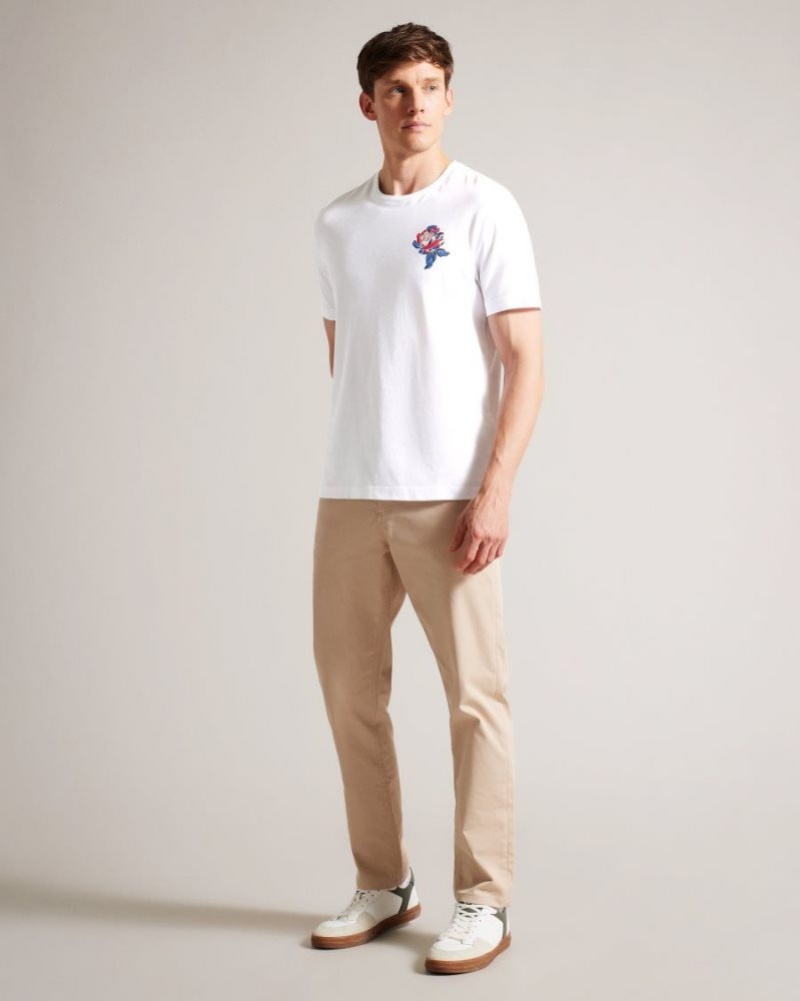 White Ted Baker Nation Short Sleeve Coronation T-Shirt Tops | SURJFBY-02