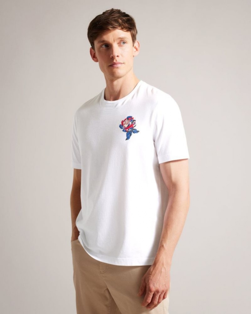 White Ted Baker Nation Short Sleeve Coronation T-Shirt Tops | SURJFBY-02
