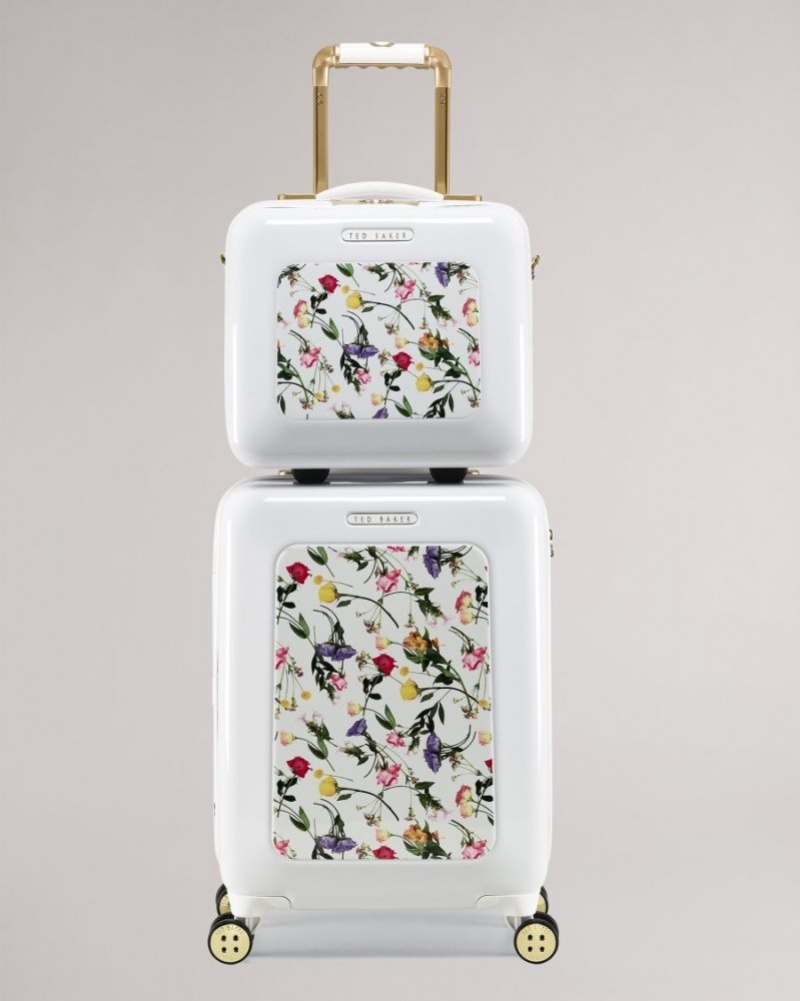 White Ted Baker Raide Scattered Bouquet Vanity Case Suitcases & Travel Bags | YOIHWLV-26
