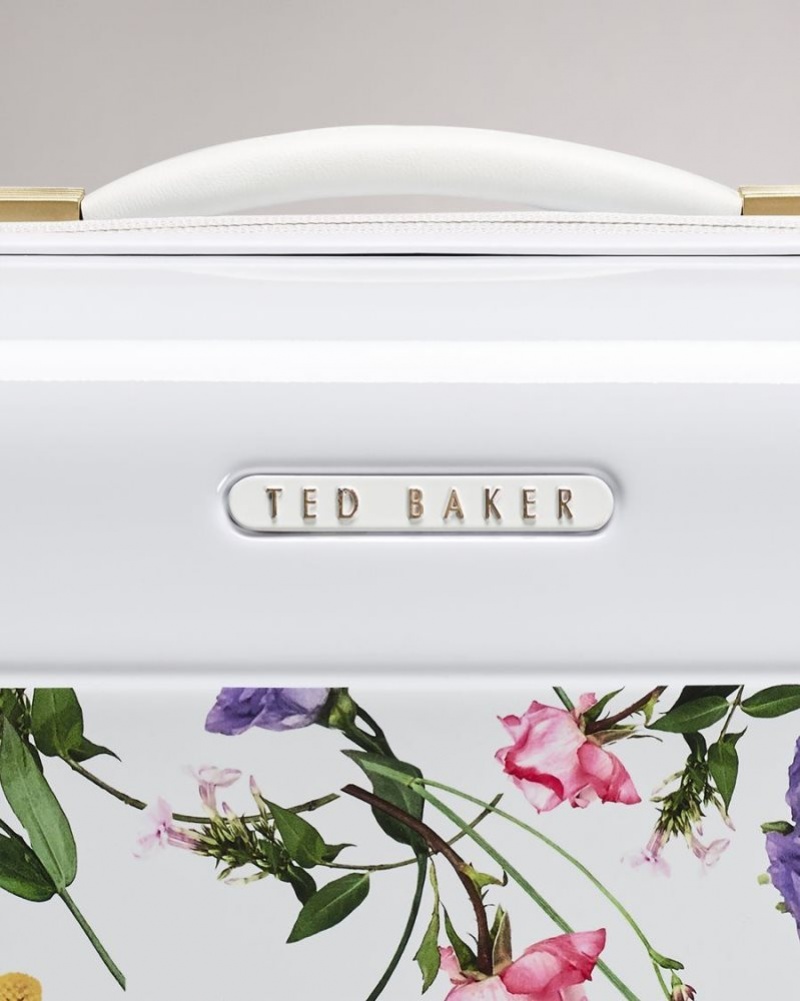 White Ted Baker Raidet Scattered Bouquet Small Trolley Case Suitcases & Travel Bags | RPTUZBX-71