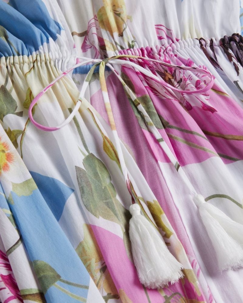 White Ted Baker Rozlyn Floaty Floral Maxi Cover Up Swimwear & Beachwear | WJYZRPQ-18