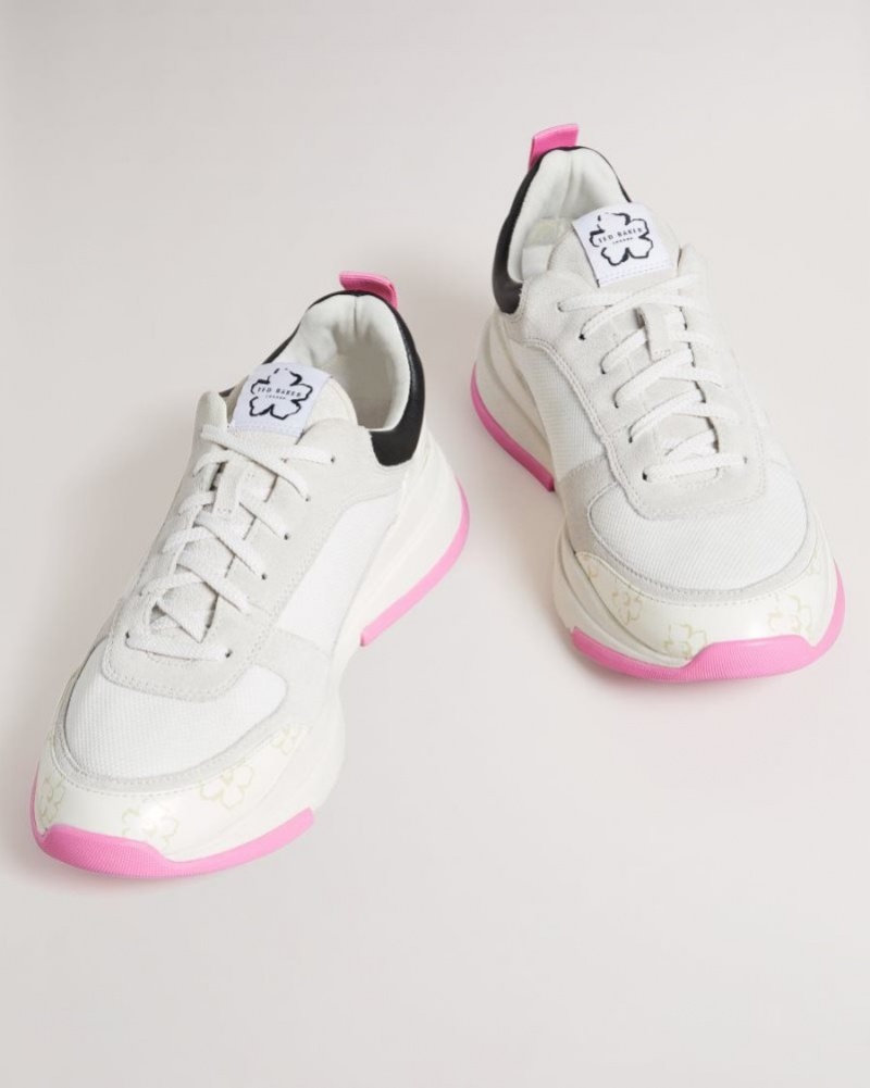 White Ted Baker Tabbiy Magnolia Flower Chunky Trainer Trainers | TEWHRAM-23