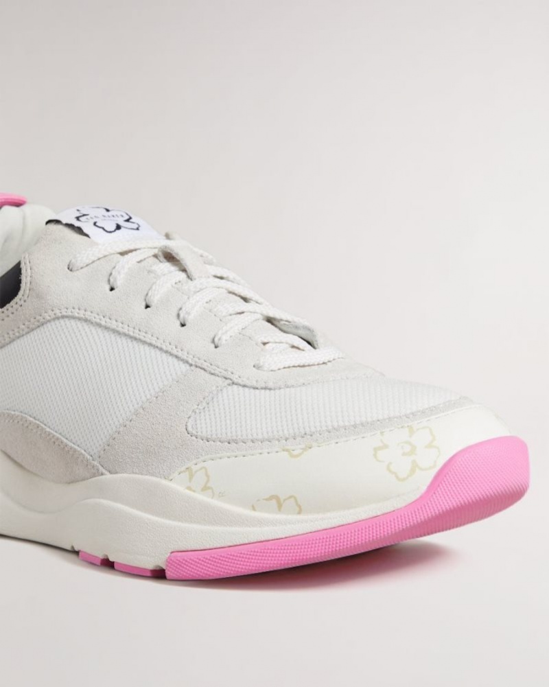 White Ted Baker Tabbiy Magnolia Flower Chunky Trainer Trainers | TEWHRAM-23