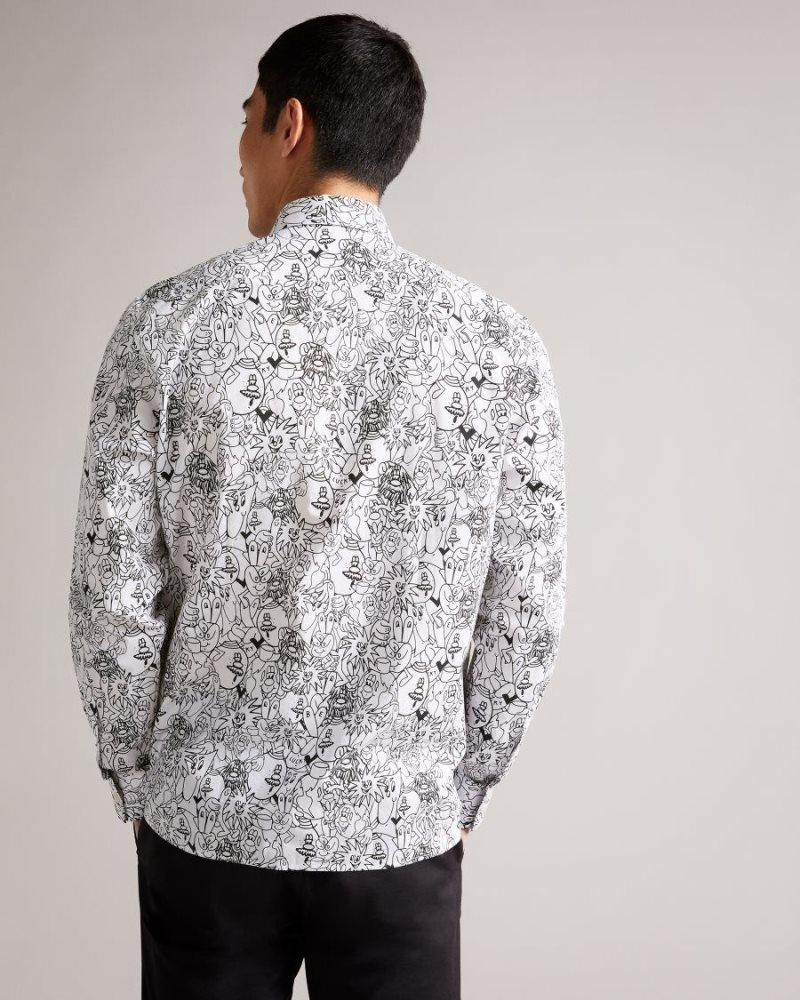 White Ted Baker Upland All Over Character Print Shirt Shirts | IMCYQUH-36