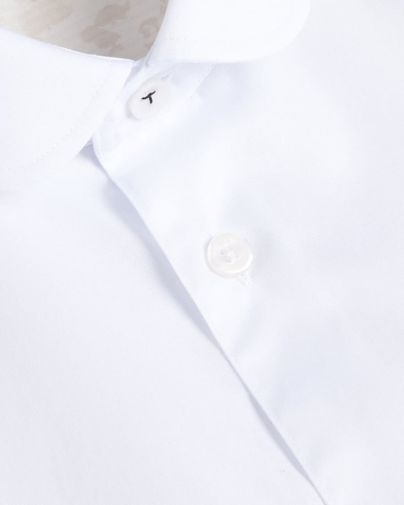White Ted Baker Witfor Long Sleeve Rounded Collar Shirt Shirts | SNJGTOZ-50