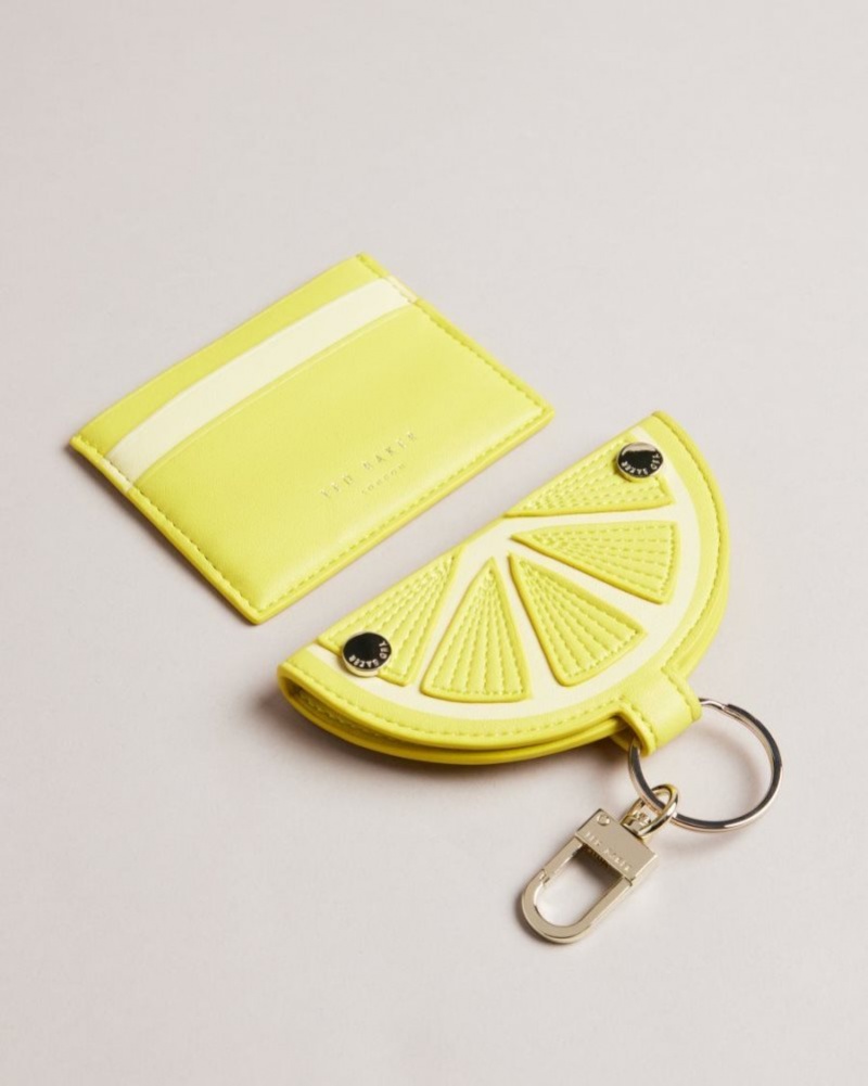 Yellow Ted Baker Lemmonn Lemon Slice Keyring and Card Holder Purses & Cardholders | EQNYWGC-65