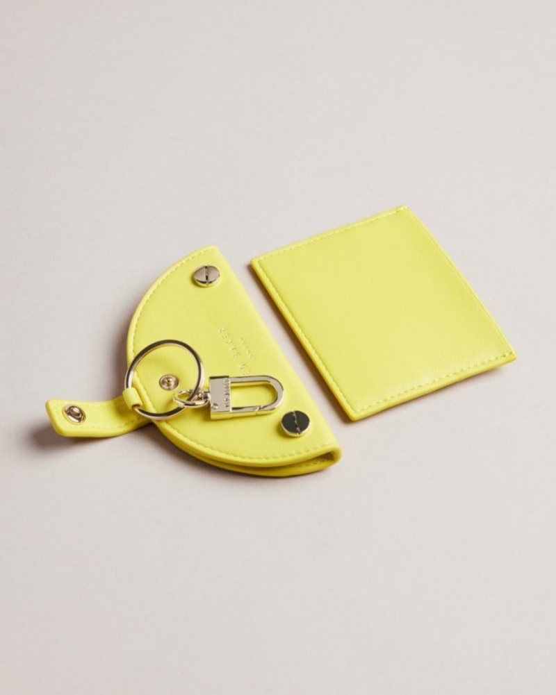 Yellow Ted Baker Lemmonn Lemon Slice Keyring and Card Holder Purses & Cardholders | EQNYWGC-65