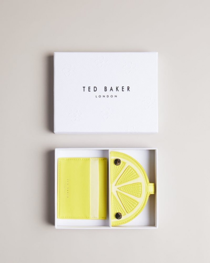 Yellow Ted Baker Lemmonn Lemon Slice Keyring and Card Holder Purses & Cardholders | EQNYWGC-65